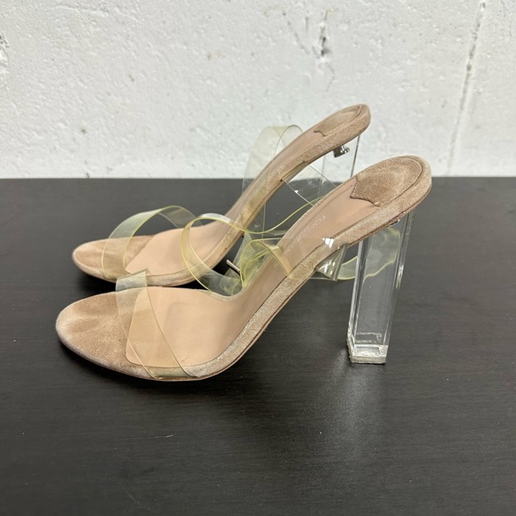 Tony Bianco Kiki Clear Vynalite/Blush Kid Suede shoe size 8 - Picture 2 of 7